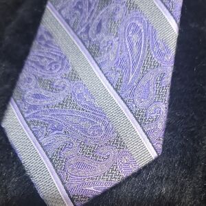 Pronto Uomo Couture Silk Necktie | Lavender Paisley Stripe | Y2K Menswear